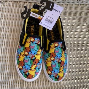 Pokemon The Original Four Types Boy's Low Top Slip On Shoes New Size 1